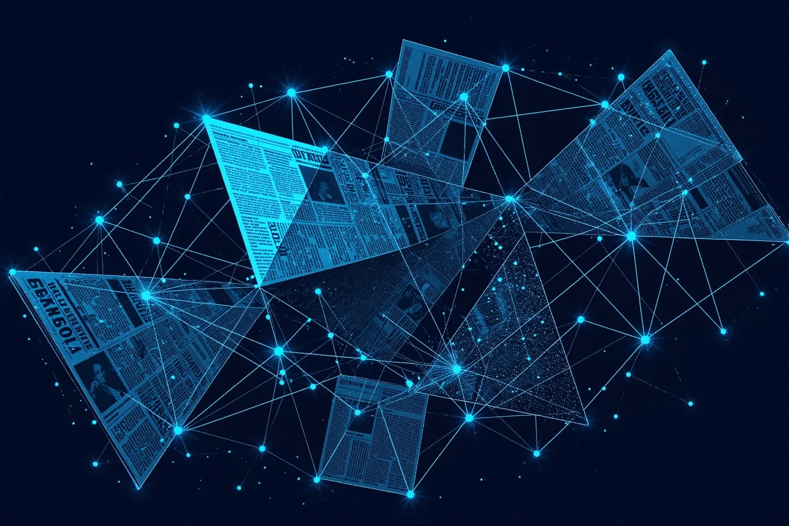 Abstract illustration of a search engine interface with AI-generated summaries and legal documents.