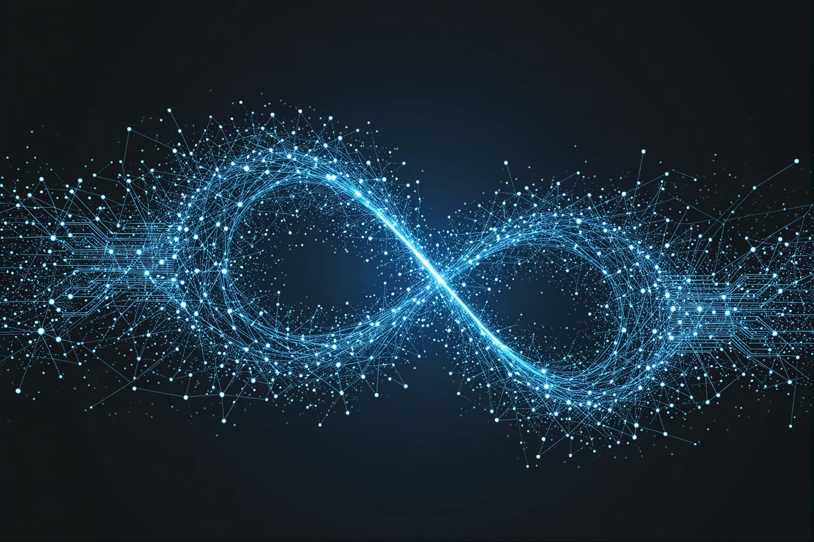 Abstract illustration of a search engine interface with AI-driven data streams.