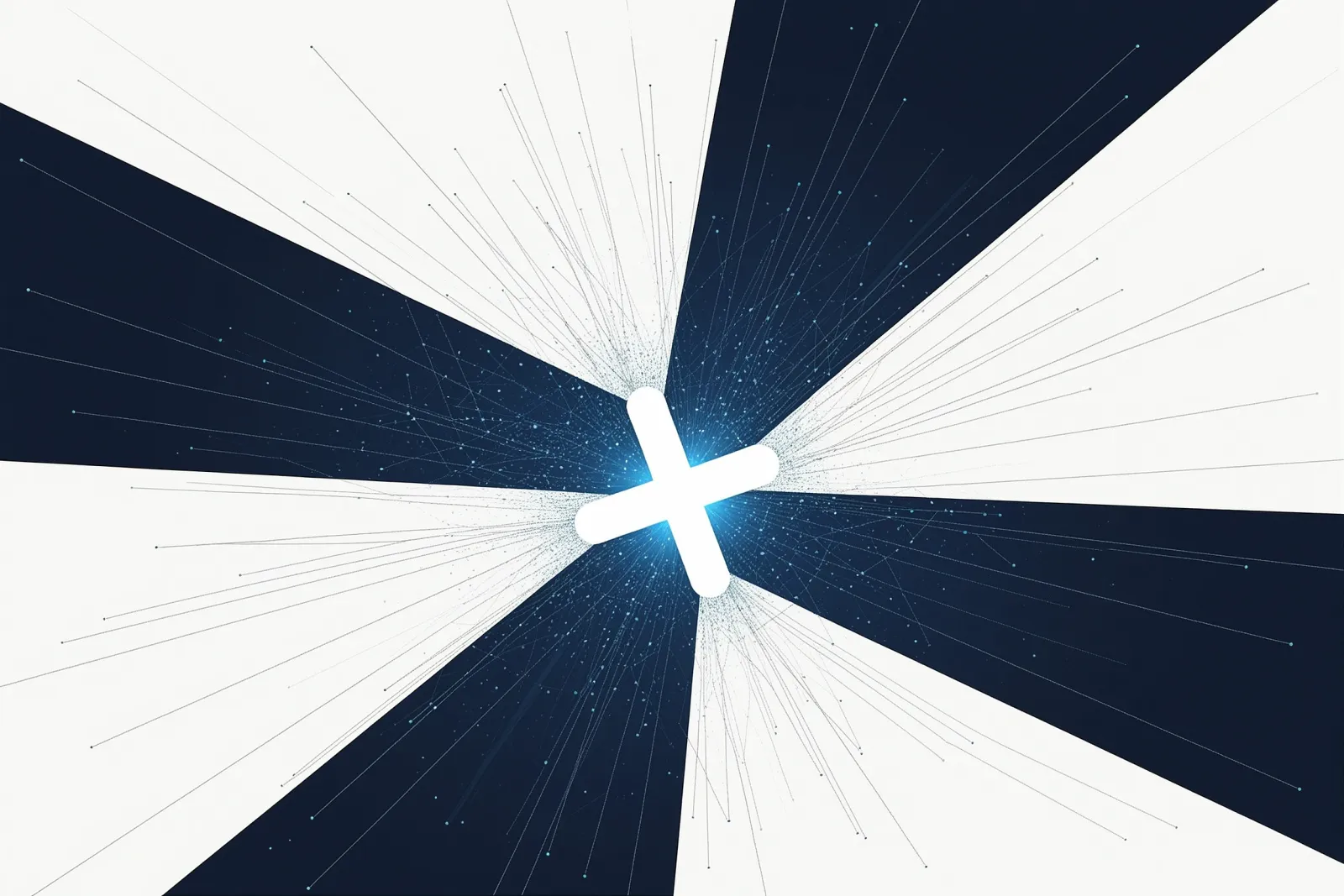 A digital landscape with interconnected nodes representing AI search engines and brand visibility.
