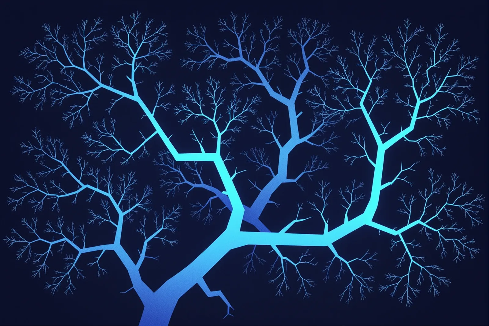 Abstract illustration of geometric branching shapes being pruned into a cleaner streamlined structure