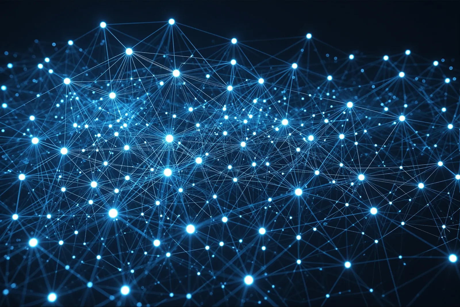 Abstract illustration of a dense network simplifying into fewer, thicker glowing connections concentrated on key nodes