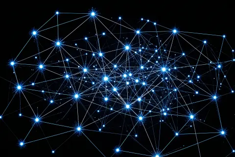 A geometric illustration representing the intersection of AI, content strategy, and competitive analysis.
