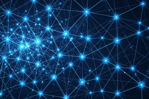 Abstract illustration of a digital network with interconnected nodes representing search engines and tracking data.